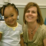 Amy Crenshaw, speech therapist at Center for Pediatric Therapies in South Boston, Virginia with a patient
